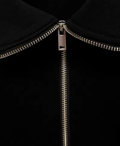 Mango Quarter Zip Cotton Sweatshirt In Black