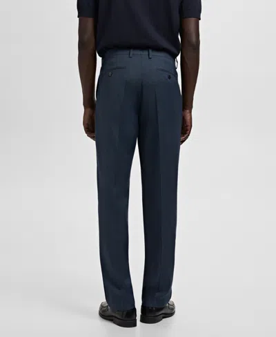 Mango London Regular Fit Dress Pants In Blue