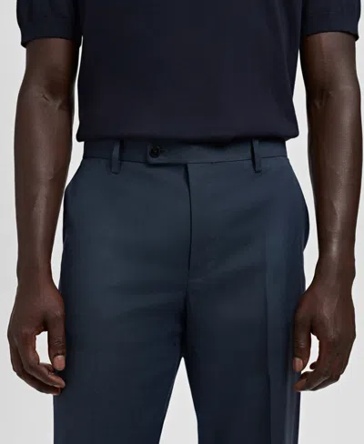 Mango London Regular Fit Dress Pants In Blue