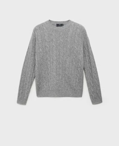 Mango Men's Wool Braided Sweater In Gray