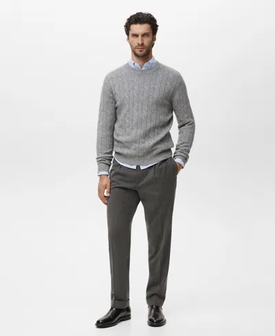 Mango Men's Wool Braided Sweater In Gray