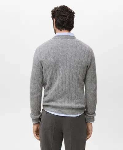 Mango Men's Wool Braided Sweater In Gray