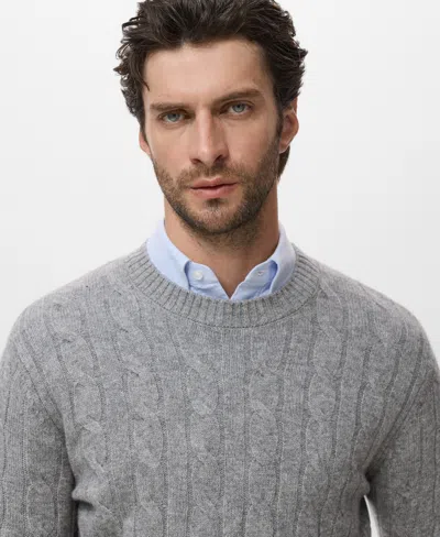 Mango Men's Wool Braided Sweater In Gray
