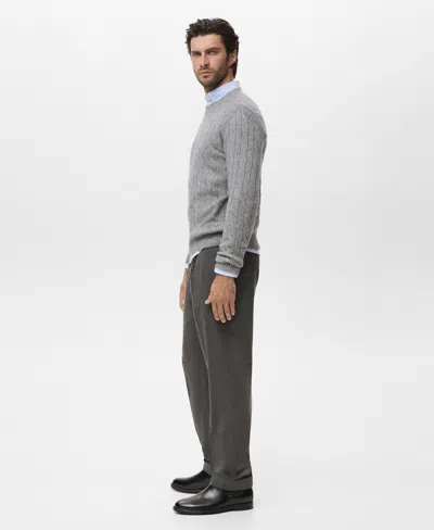 Mango Men's Wool Braided Sweater In Gray