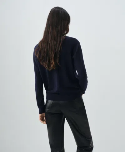 Mango Selection Crewneck Wool Sweater In Blue