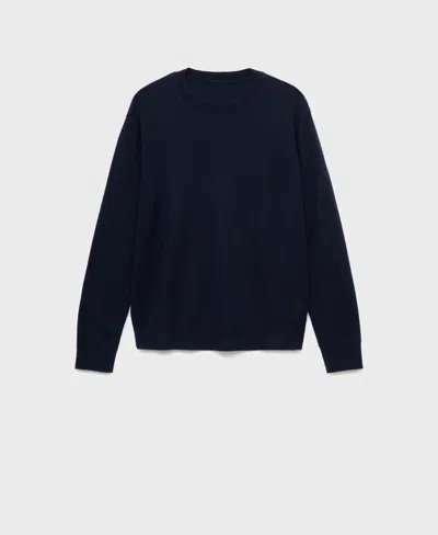 Mango Selection Crewneck Wool Sweater In Blue