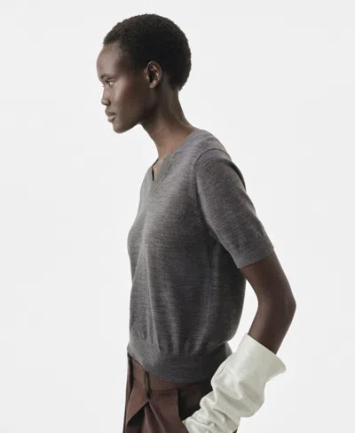 Mango Women's Wool V-neck Sweater In Green