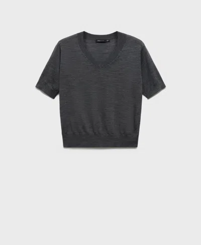 Mango Women's Wool V-neck Sweater In Green