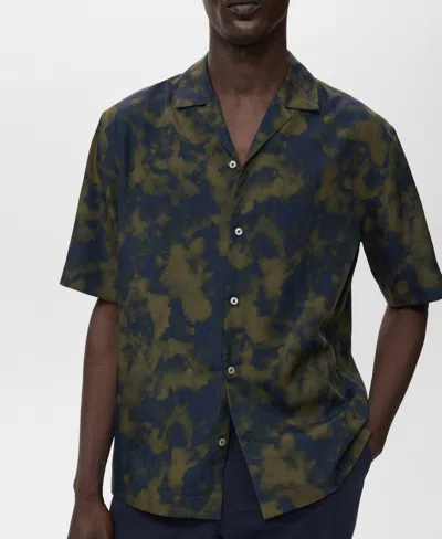 Mango Men's Printed Fluid Regular-fit Shirt In Green