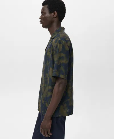 Mango Men's Printed Fluid Regular-fit Shirt In Green