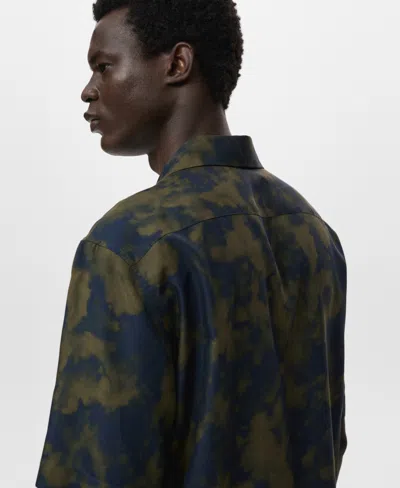 Mango Men's Printed Fluid Regular-fit Shirt In Green