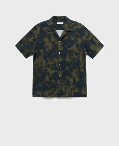 Mango Men's Printed Fluid Regular-fit Shirt In Green