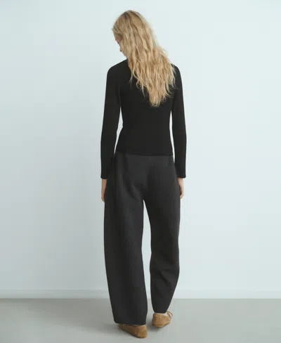 Mango Women's Jewel Button Ribbed Sweater In Black