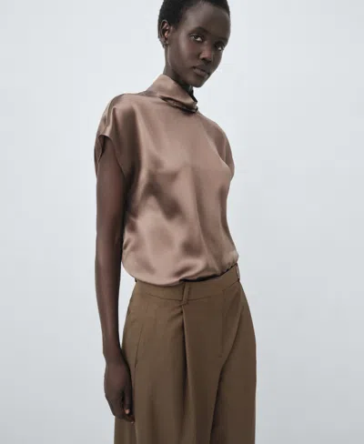 Mango Women's Pleated Straight-leg Suit Pants In Brown