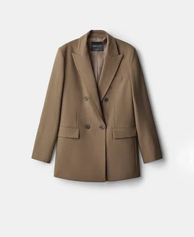Mango Selection Double Breasted Suit Blazer In Blue