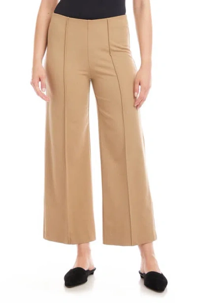 Karen Kane Pintuck Crop Wide Leg Pants In Brown