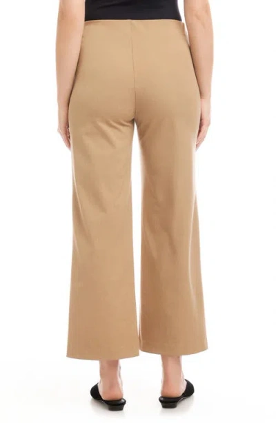 Karen Kane Pintuck Crop Wide Leg Pants In Brown