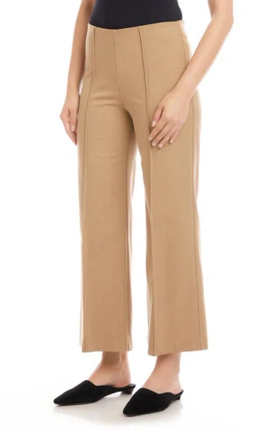 Karen Kane Pintuck Crop Wide Leg Pants In Brown