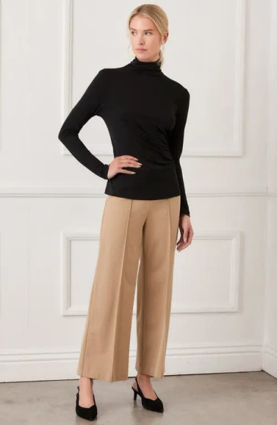 Karen Kane Pintuck Crop Wide Leg Pants In Brown