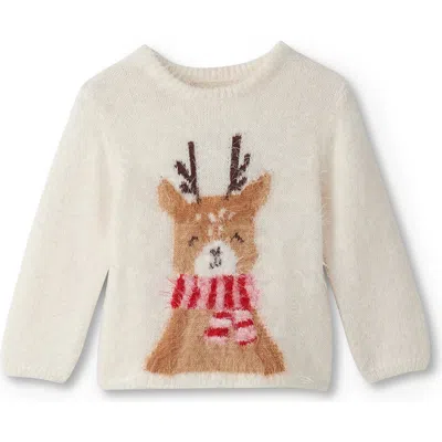 Hatley Furry Reindeer Sweater In Neutral