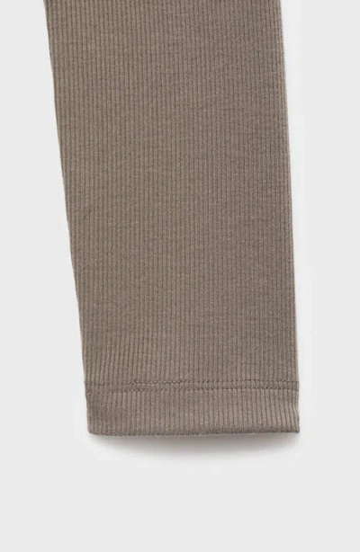 Mango Long Sleeve Rib Sleep T-shirt In Brown