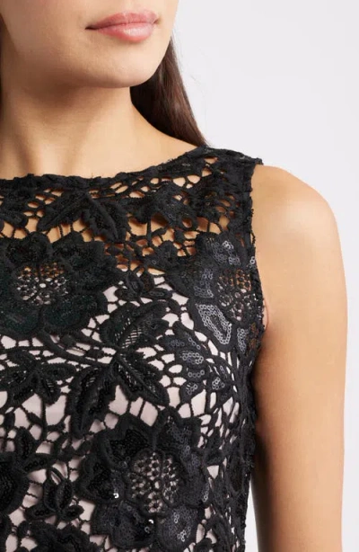 Anne Klein Floral Lace Sheath Dress In Black