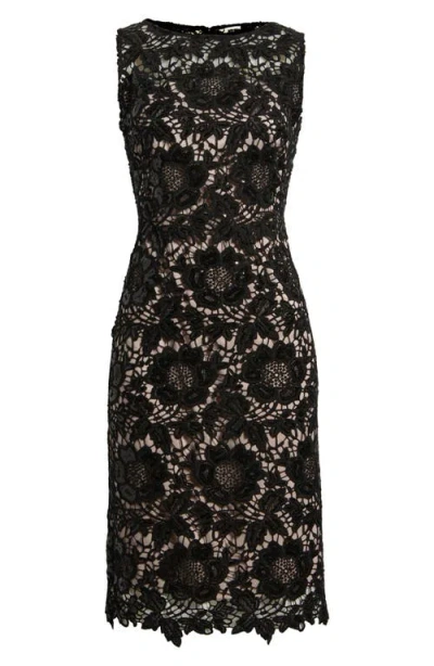 Anne Klein Floral Lace Sheath Dress In Black