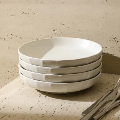Stone Lain Rio Stoneware 4-piece Pasta Bowl Set In White