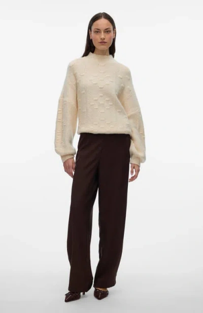 Vero Moda Kaia Oversize Mock Neck Sweater In Neutral