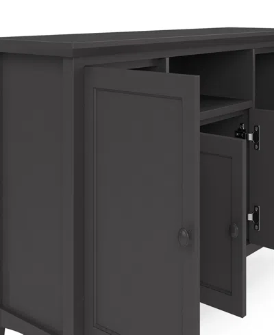 Macy's Furniture 64" Hedworth Wood Entertainment Console Drawer In Black