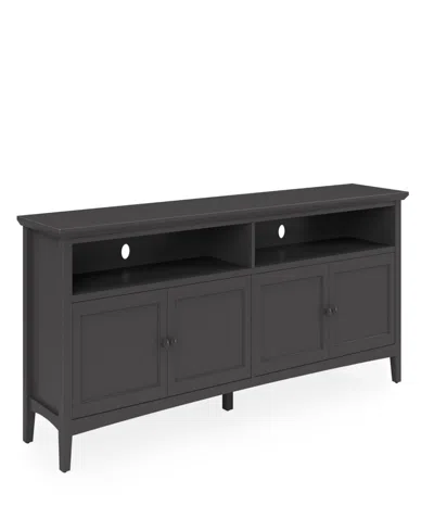 Macy's Furniture 84" Hedworth Wood Entertainment Console Drawer In Black