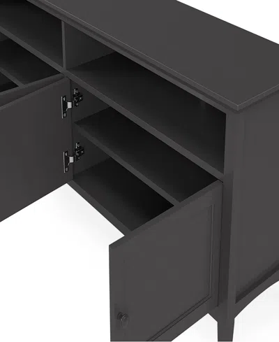 Macy's Furniture 84" Hedworth Wood Entertainment Console Drawer In Black