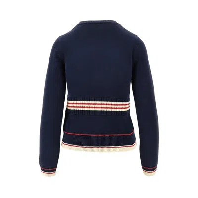 Valentino 'atelier Crew Neck Knitwear With Ribbed Hem And Cuffs' In Blue