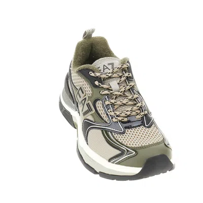 Ea7 Silk Panelled Lace-up Sneakers In Green