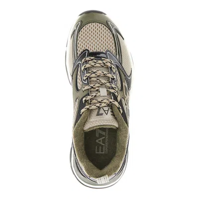 Ea7 Silk Panelled Lace-up Sneakers In Green