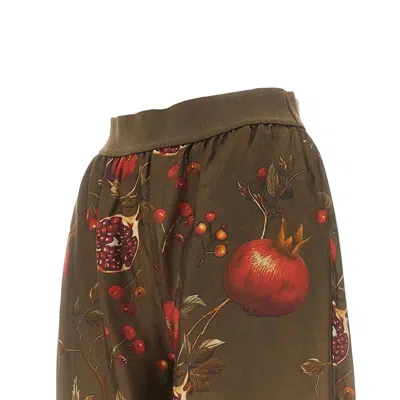 Uma Wang Wide-leg Pansy Pants With Contrasting Pomegranate Design In Brown