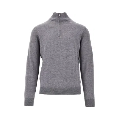The Pull Erino Wool Half-zip Sweater In Gray