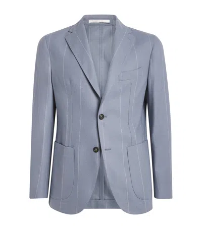 Eleventy Wool-silk-cashmere Stripe Blazer In Blue