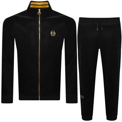 Sergio Tacchini Court Velour Tracksuit Black In Black