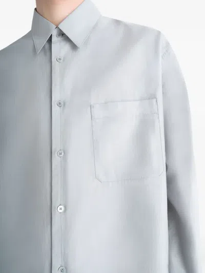Lemaire Chest-pocket Long-sleeve Shirt In Blue
