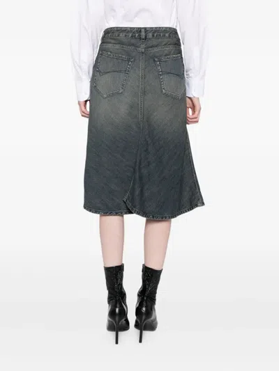 Balenciaga Godet Denim Skirt In Gray