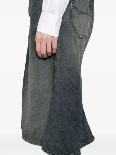Balenciaga Godet Denim Skirt In Gray