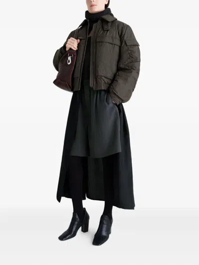 Lemaire Detachable-collar Puffer Jacket In Brown