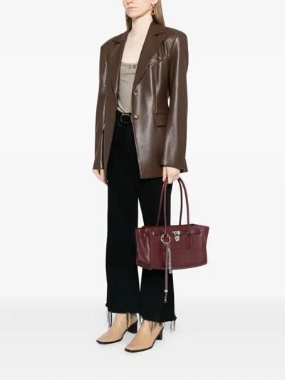 Michael Kors Hamilton Moderne Small Leather Satchel In Burgundy