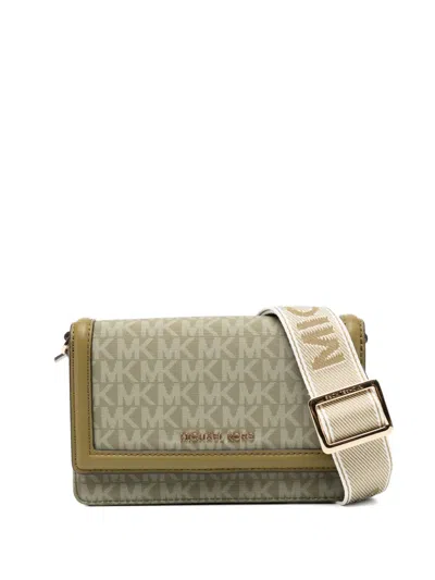 Michael Kors Jet Set Small Signature Logo Smartphone Crossbody Bag In Green