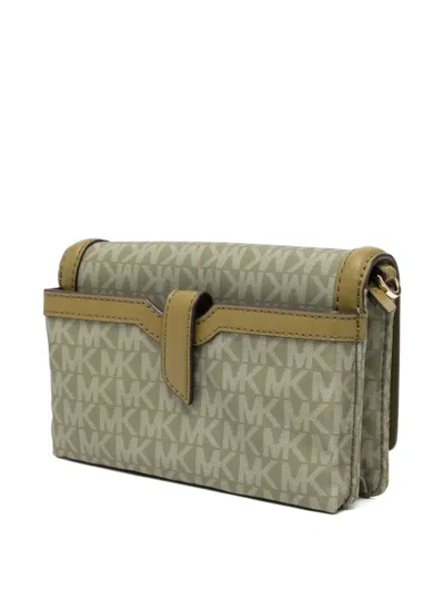 Michael Kors Jet Set Small Signature Logo Smartphone Crossbody Bag In Green