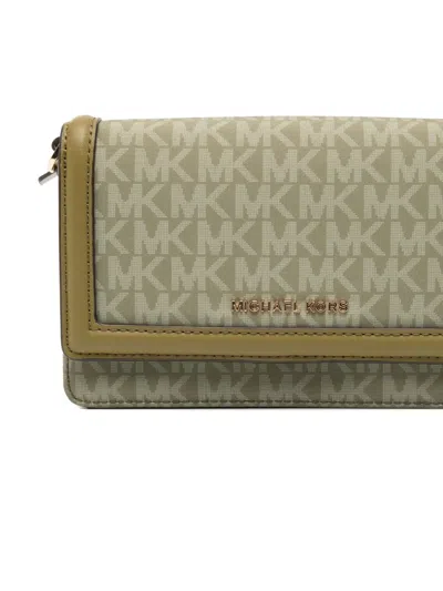 Michael Kors Jet Set Small Signature Logo Smartphone Crossbody Bag In Green