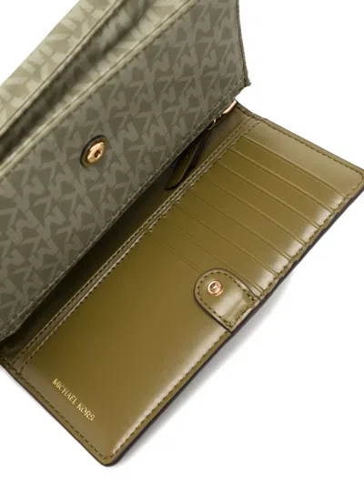 Michael Kors Jet Set Small Signature Logo Smartphone Crossbody Bag In Green