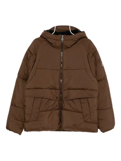 Ps By Paul Smith S By Paul Smith Mens Logo-patch Raglan-sleeve Shell Puffer Jacket Brown In Brown