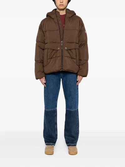 Ps By Paul Smith S By Paul Smith Mens Logo-patch Raglan-sleeve Shell Puffer Jacket Brown In Brown